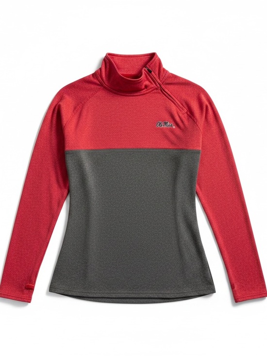 Rivalry Threads Tops - Ole Miss Rebels collegiate colorblock pullover quarter zip mock neck top NEW